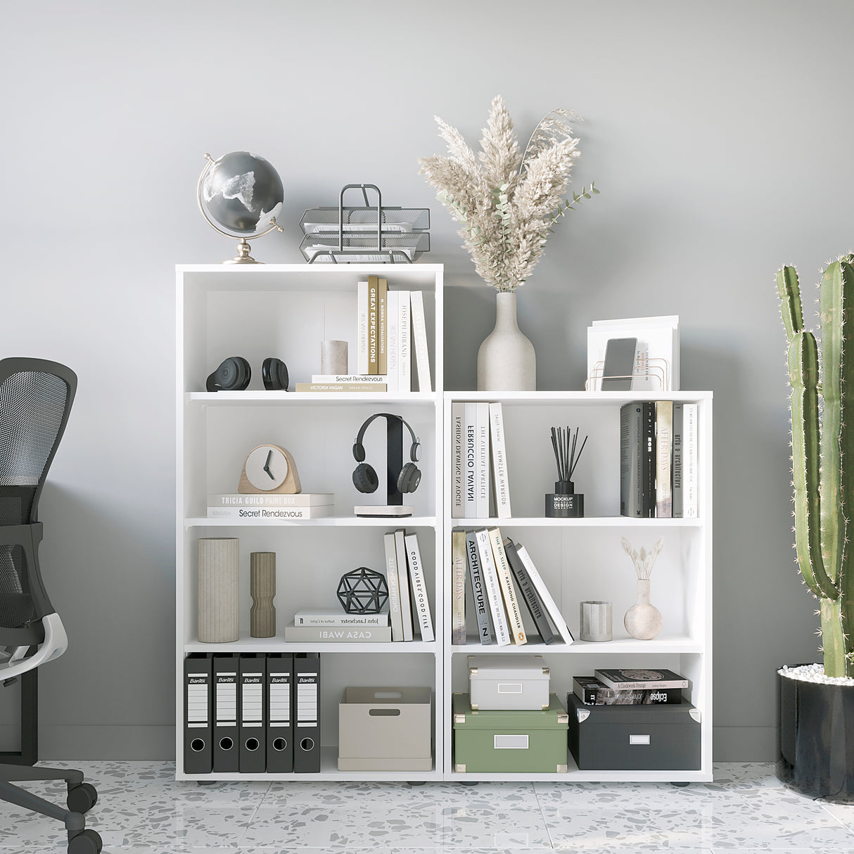 Bücherregal mit 3 Ebenen und Höhenverstellbare Regale | Lumo 60-3F