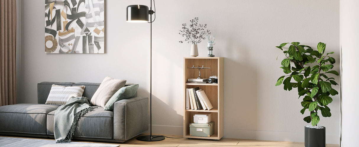 Bücherregal mit 3 Ebenen und Höhenverstellbare Regale | LUMO 40-3F