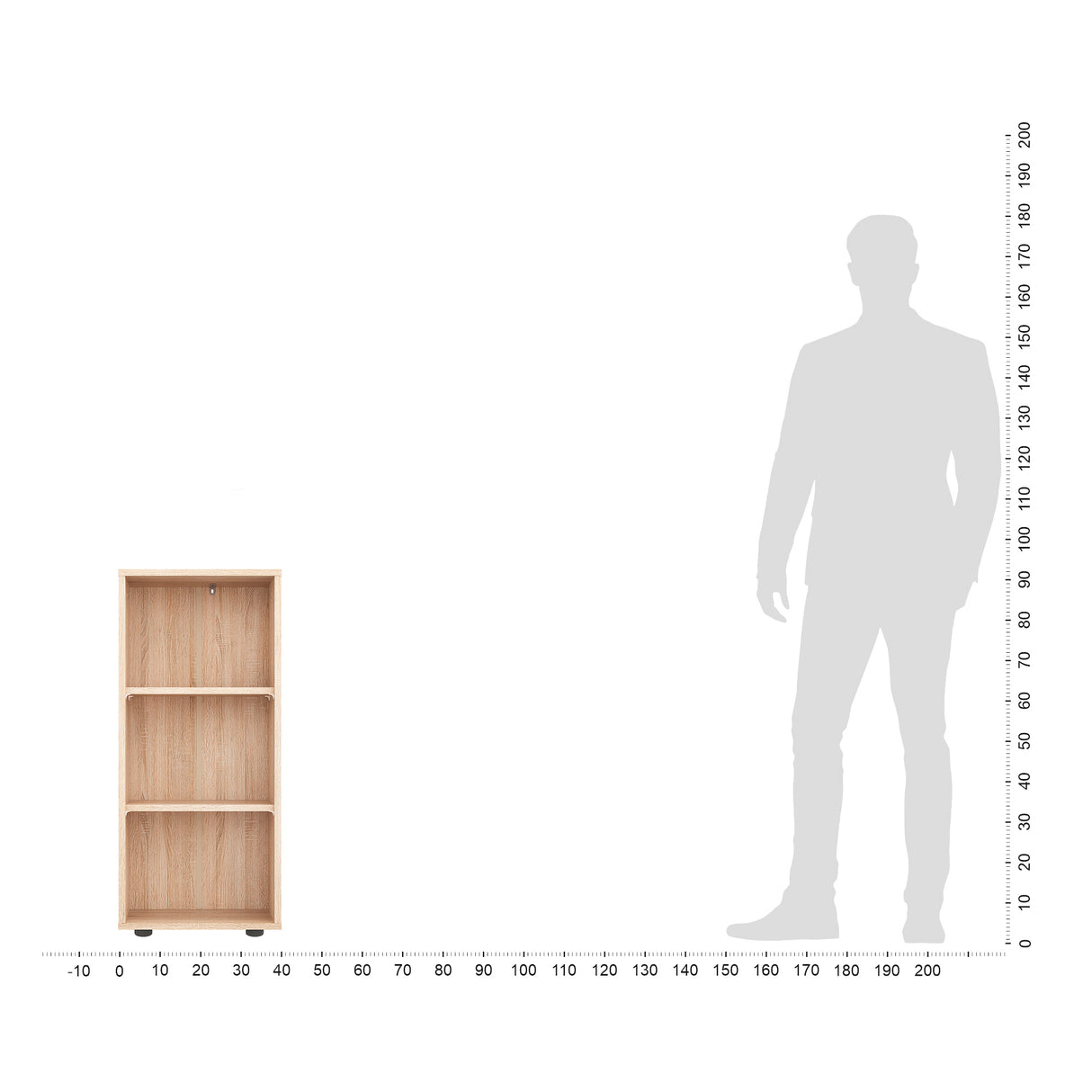 Bücherregal mit 3 Ebenen und Höhenverstellbare Regale | LUMO 40-3F