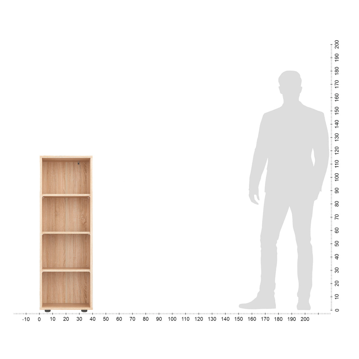 Bücherregal mit 4 Ebenen und Höhenverstellbare Regale | Lumo 40-4F