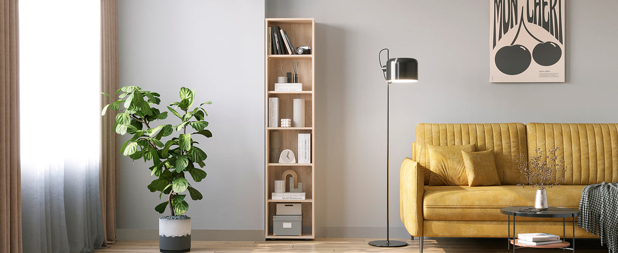 Bücherregal mit 6 Ebenen und Höhenverstellbare Regale | LUMO 40-6F