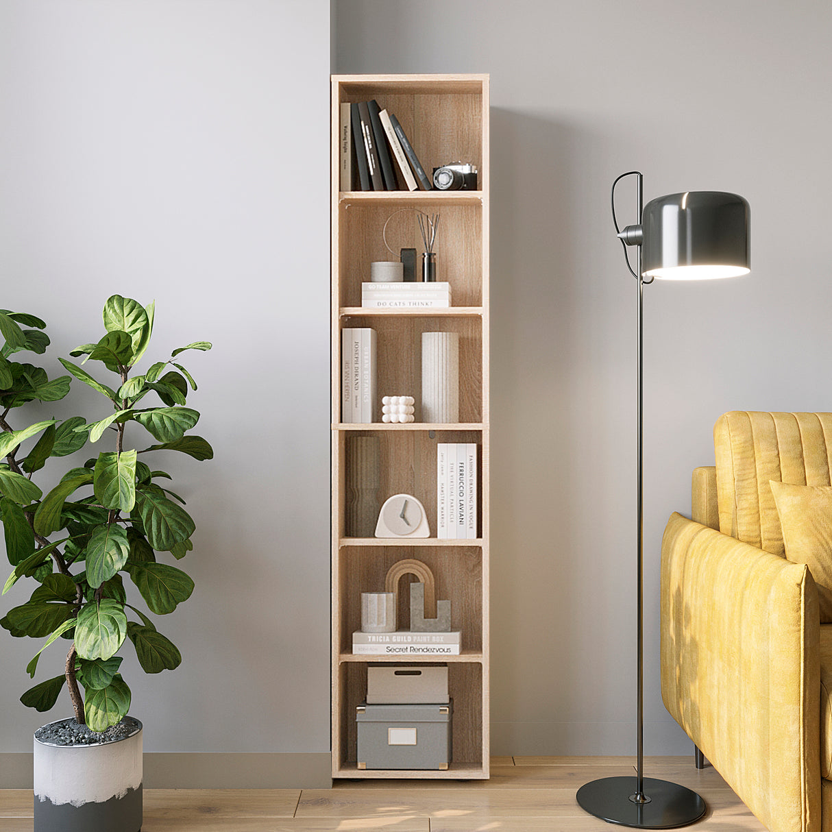 Bücherregal mit 6 Ebenen und Höhenverstellbare Regale | LUMO 40-6F