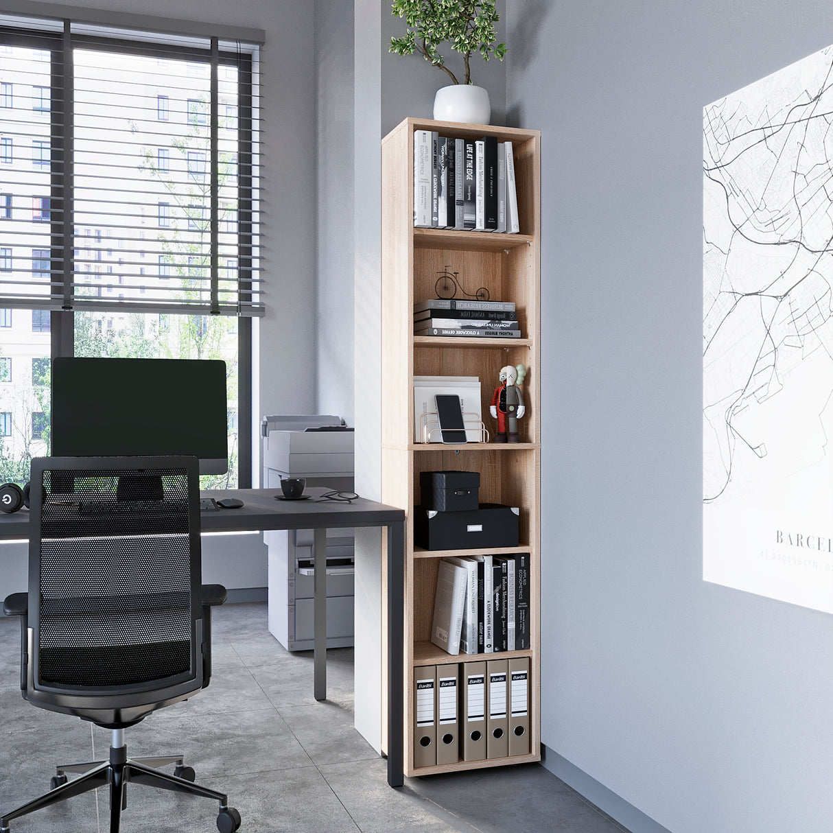 Bücherregal mit 6 Ebenen und Höhenverstellbare Regale | LUMO 40-6F