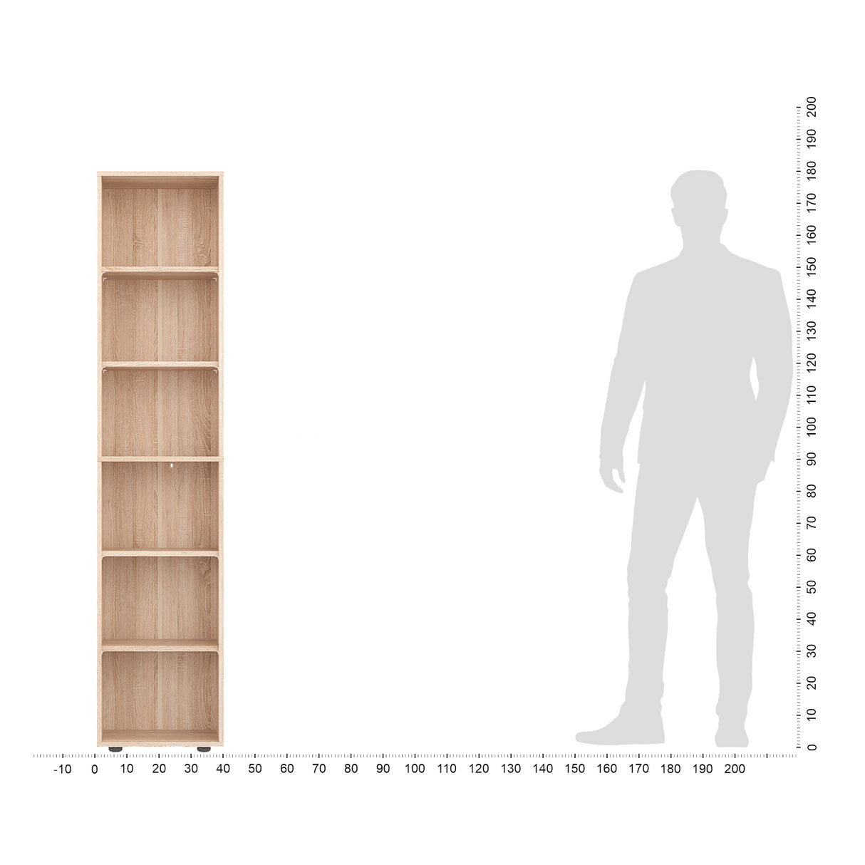 Bücherregal mit 6 Ebenen und Höhenverstellbare Regale | LUMO 40-6F