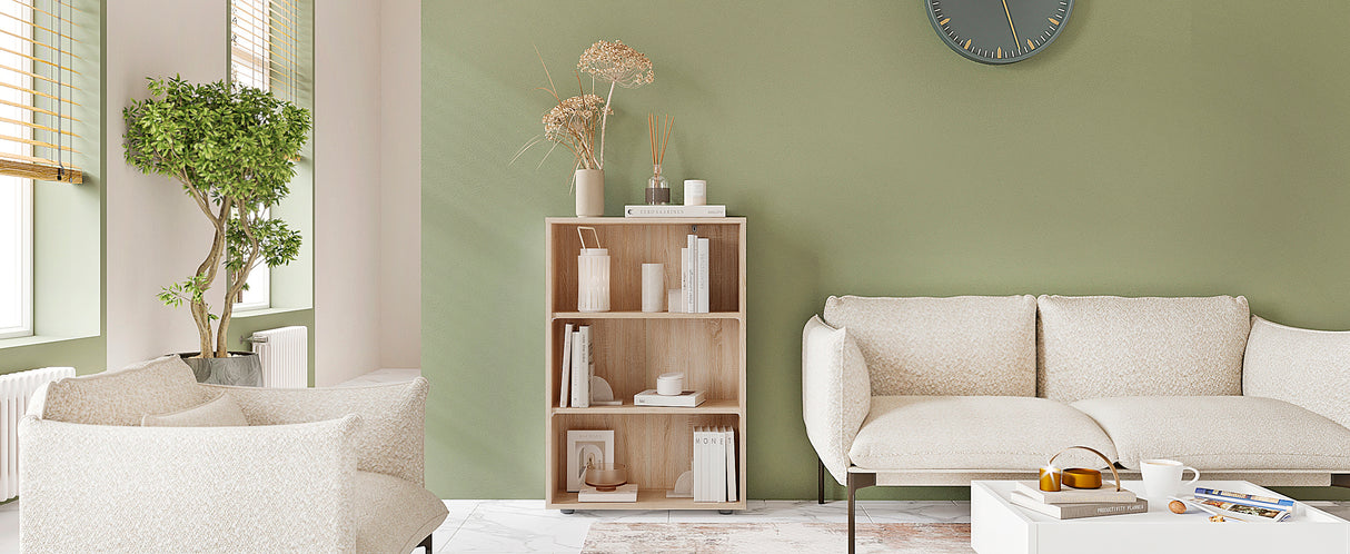 Bücherregal mit 3 Ebenen und Höhenverstellbare Regale | Lumo 60-3F