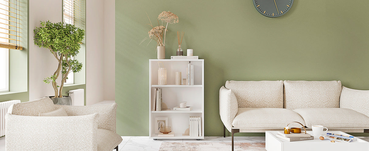 Bücherregal mit 3 Ebenen und Höhenverstellbare Regale | Lumo 60-3F