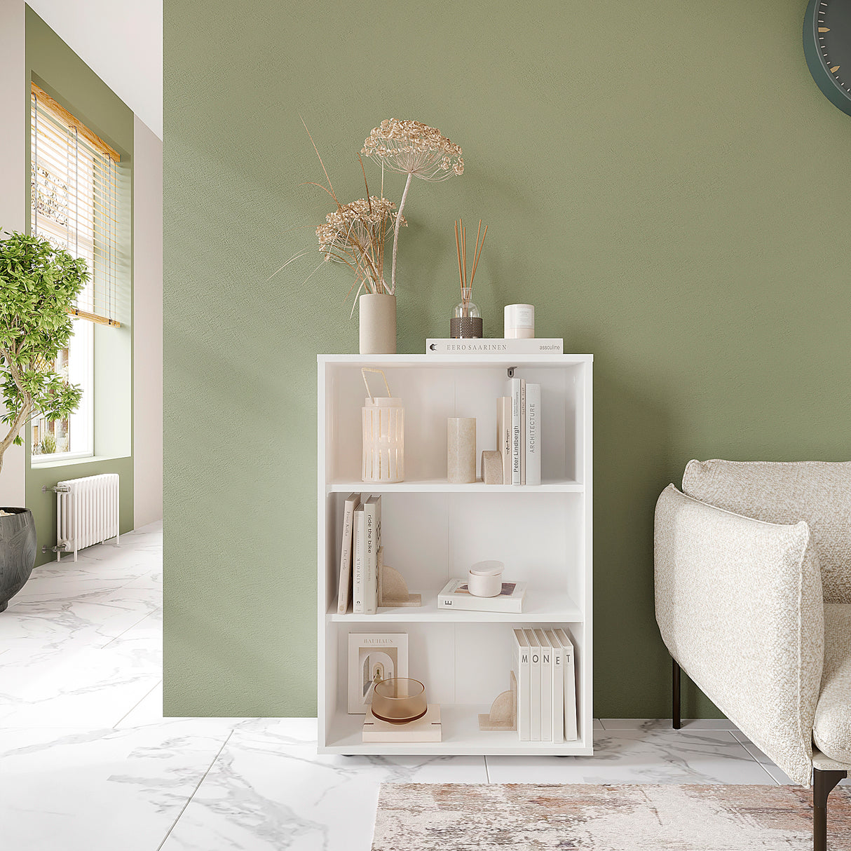 Bücherregal mit 3 Ebenen und Höhenverstellbare Regale | Lumo 60-3F