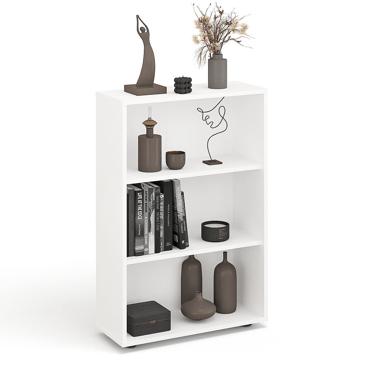 Bücherregal mit 3 Ebenen und Höhenverstellbare Regale | Lumo 60-3F