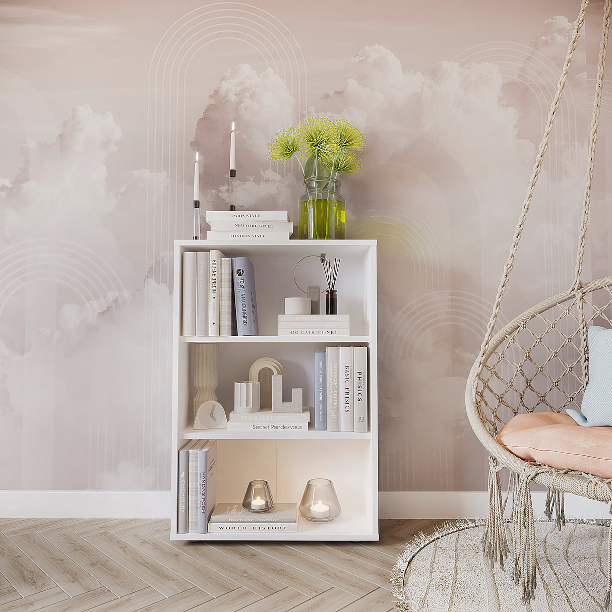 Bücherregal mit 3 Ebenen und Höhenverstellbare Regale | Lumo 60-3F