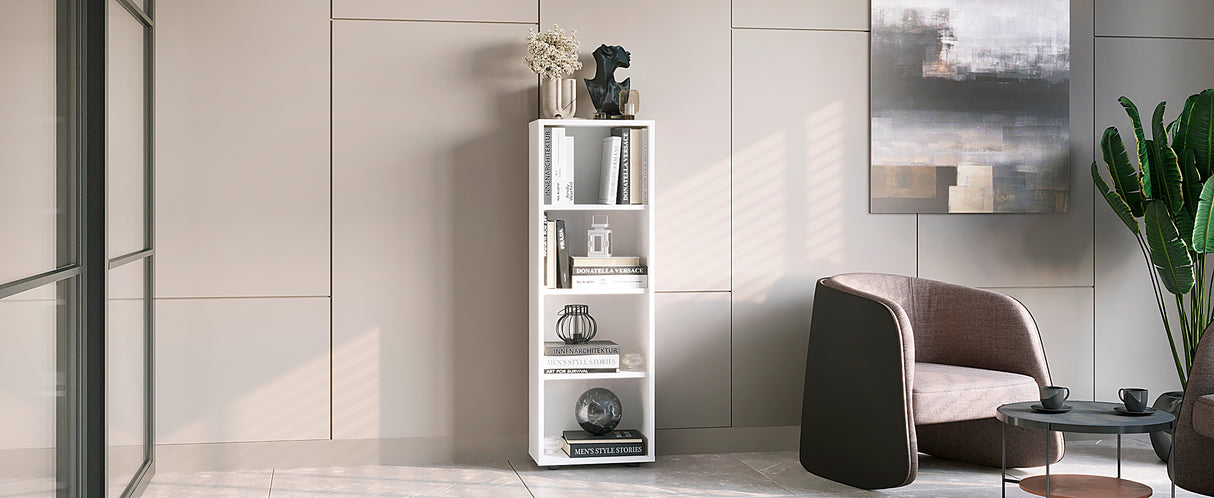 Bücherregal mit 4 Ebenen und Höhenverstellbare Regale | Lumo 40-4F