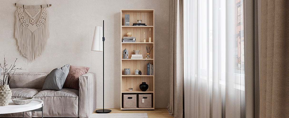 Bücherregal mit 6 Ebenen und Höhenverstellbare Regale | LUMO 60-6F