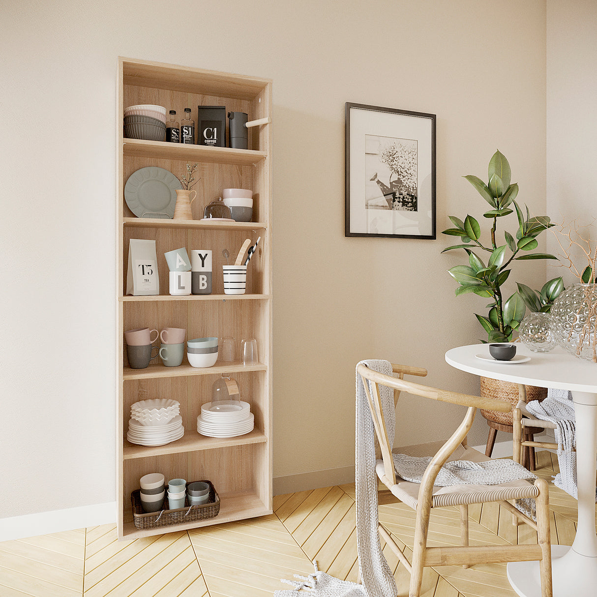 Bücherregal mit 6 Ebenen und Höhenverstellbare Regale | LUMO 60-6F