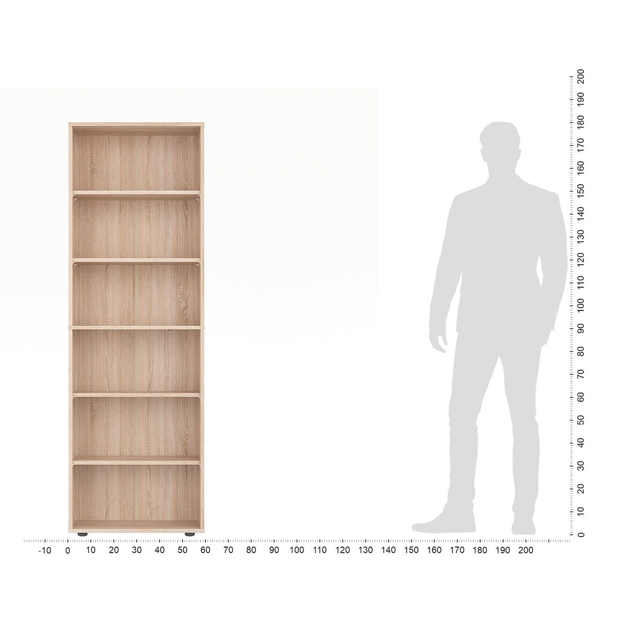 Bücherregal mit 6 Ebenen und Höhenverstellbare Regale | LUMO 60-6F