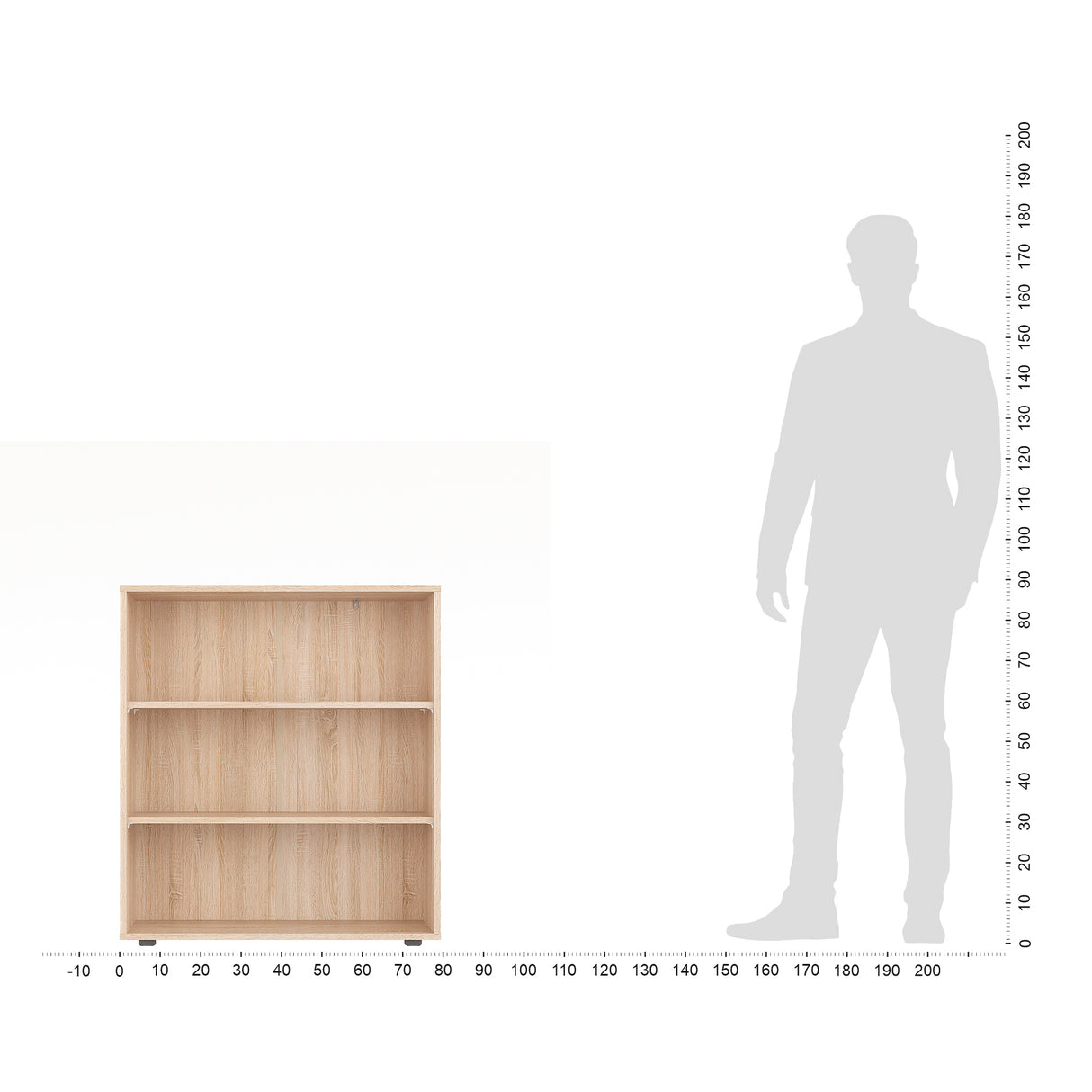 Bücherregal mit 3 Ebenen und Höhenverstellbare Regale | Lumo 80-3F