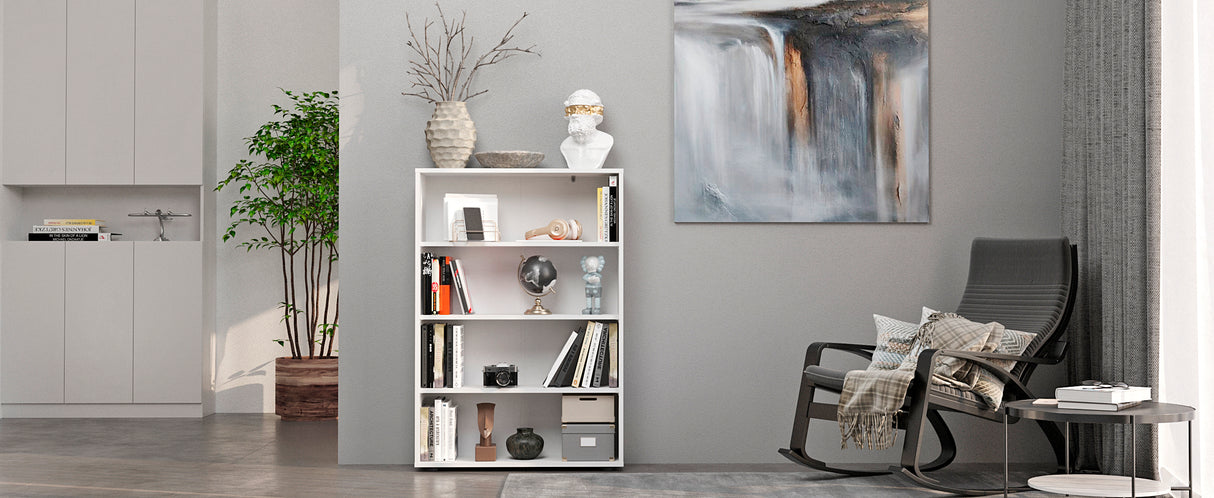 Bücherregal mit 4 Ebenen und Höhenverstellbare Regale | Lumo 80-4F