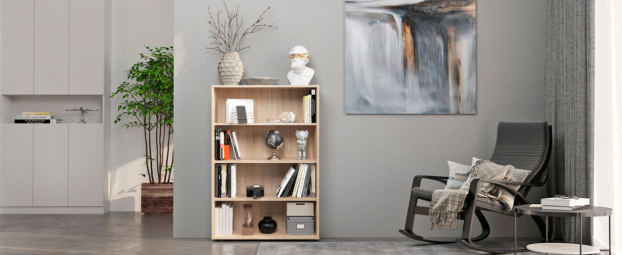 Bücherregal mit 4 Ebenen und Höhenverstellbare Regale | Lumo 80-4F