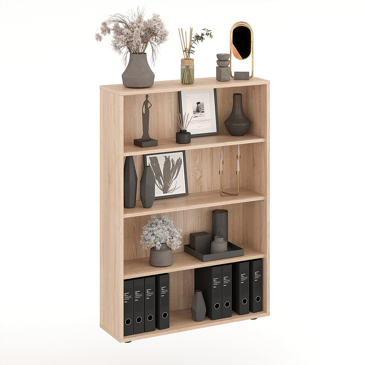 Bücherregal mit 4 Ebenen und Höhenverstellbare Regale | Lumo 80-4F