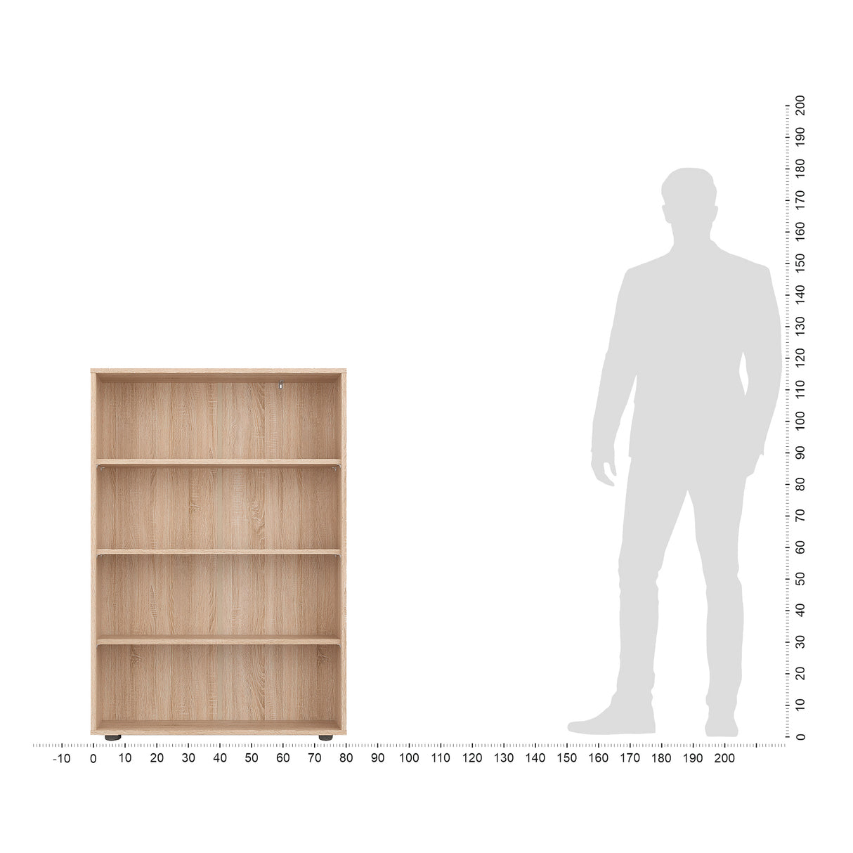 Bücherregal mit 4 Ebenen und Höhenverstellbare Regale | Lumo 80-4F
