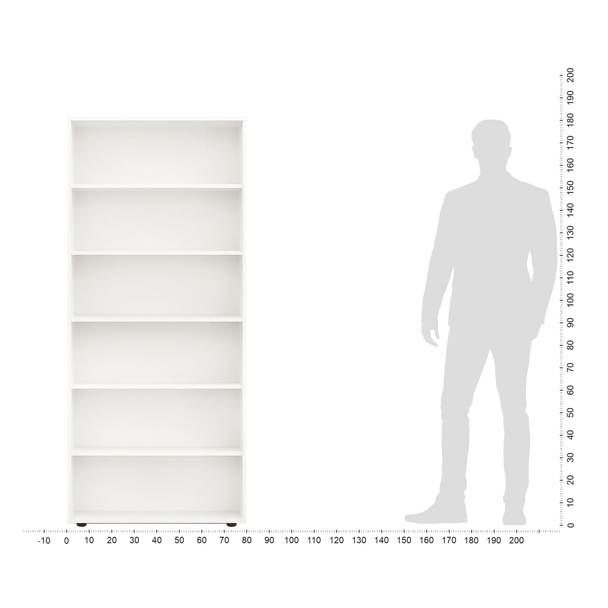 Bücherregal mit 6 Ebenen und Höhenverstellbare Regale | LUMO 80-6F