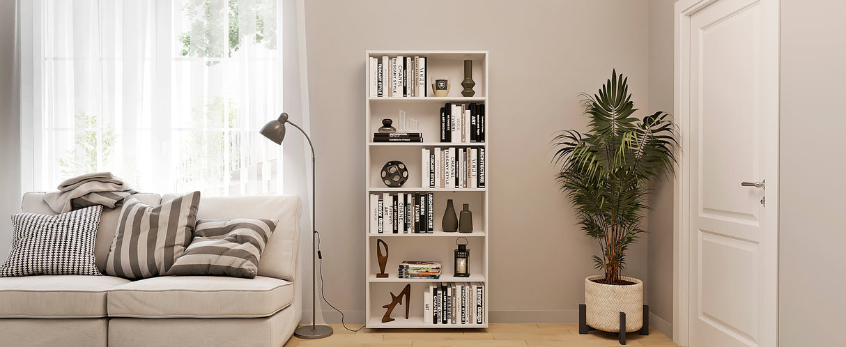 Bücherregal mit 6 Ebenen und Höhenverstellbare Regale | LUMO 80-6F