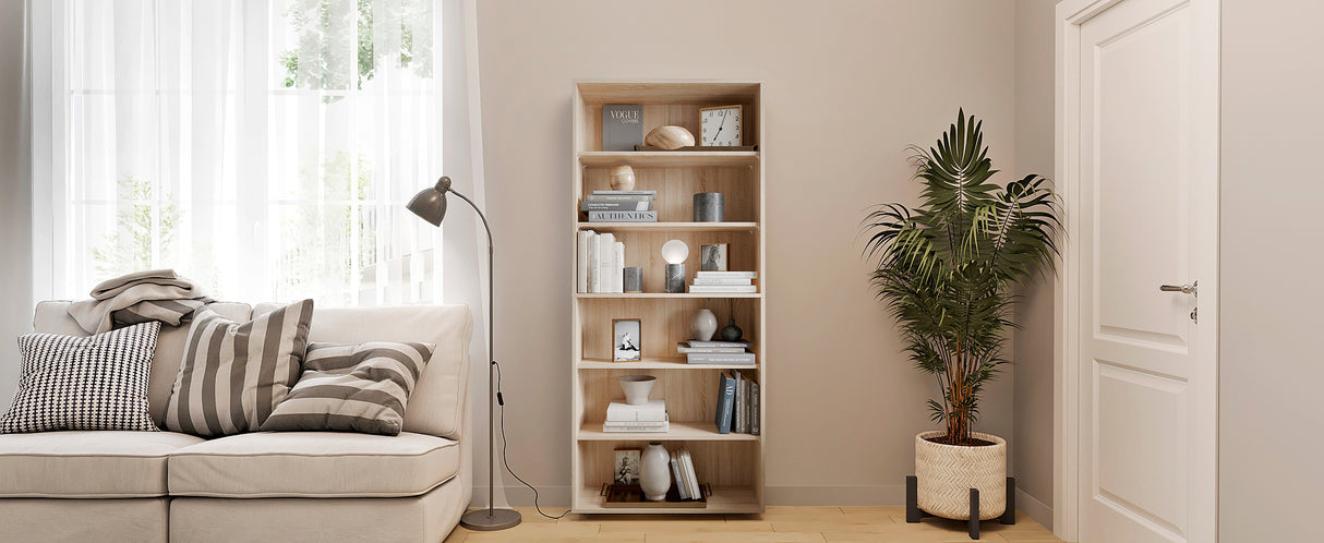 Bücherregal mit 6 Ebenen und Höhenverstellbare Regale | LUMO 80-6F