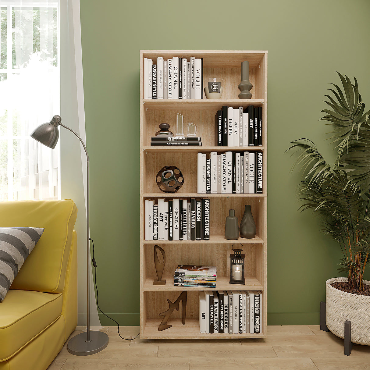 Bücherregal mit 6 Ebenen und Höhenverstellbare Regale | LUMO 80-6F