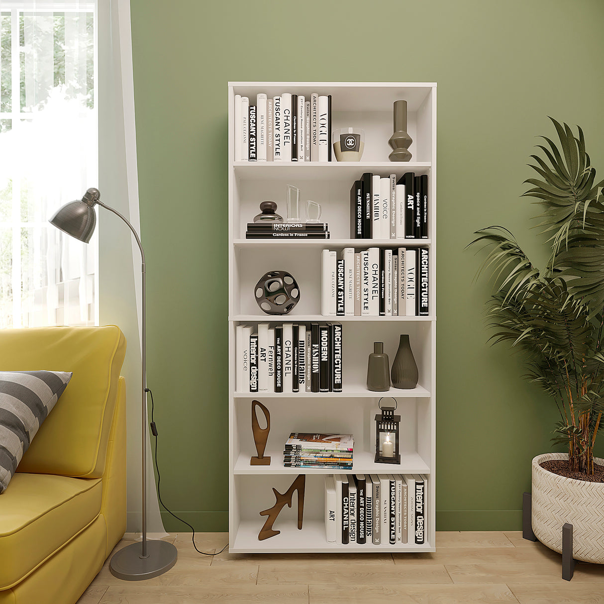 Bücherregal mit 6 Ebenen und Höhenverstellbare Regale | LUMO 80-6F