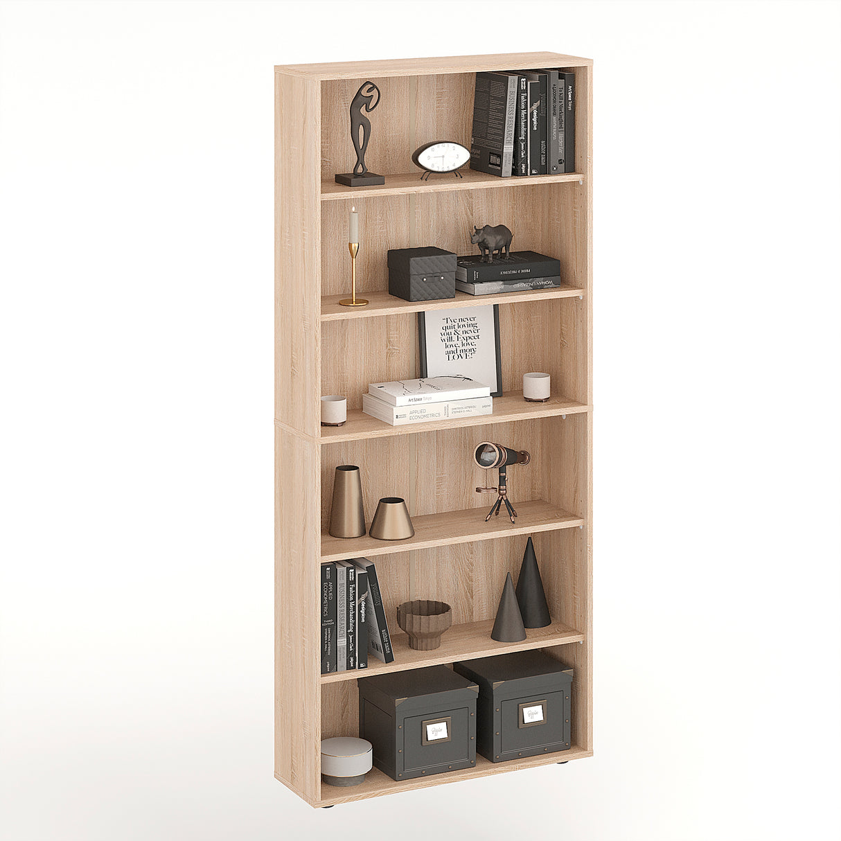 Bücherregal mit 6 Ebenen und Höhenverstellbare Regale | LUMO 80-6F