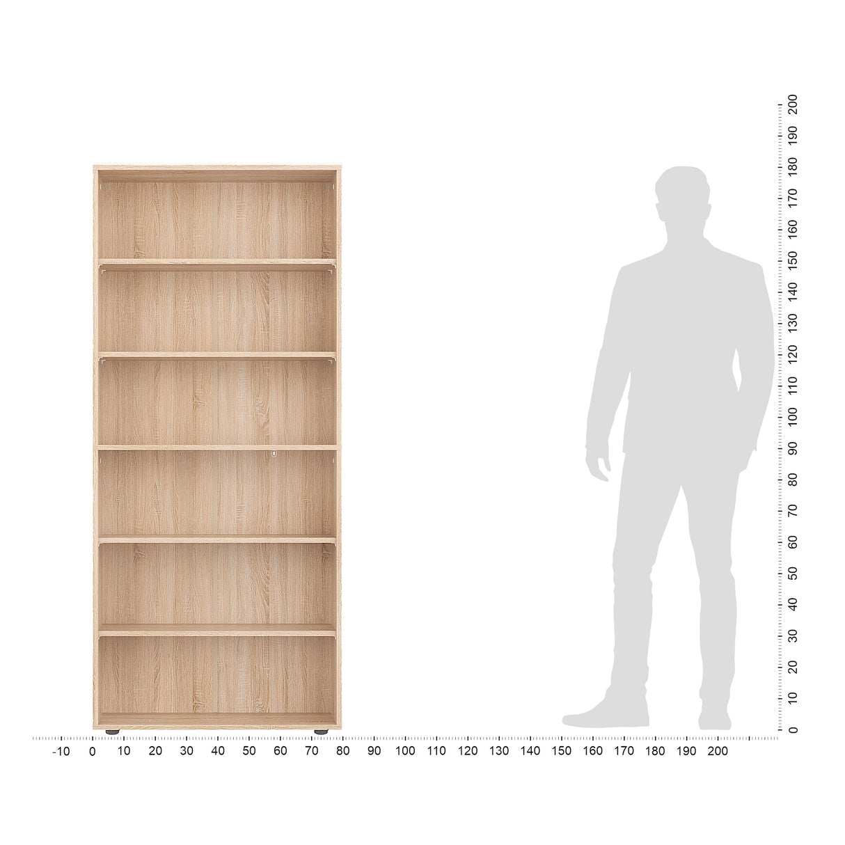 Bücherregal mit 6 Ebenen und Höhenverstellbare Regale | LUMO 80-6F