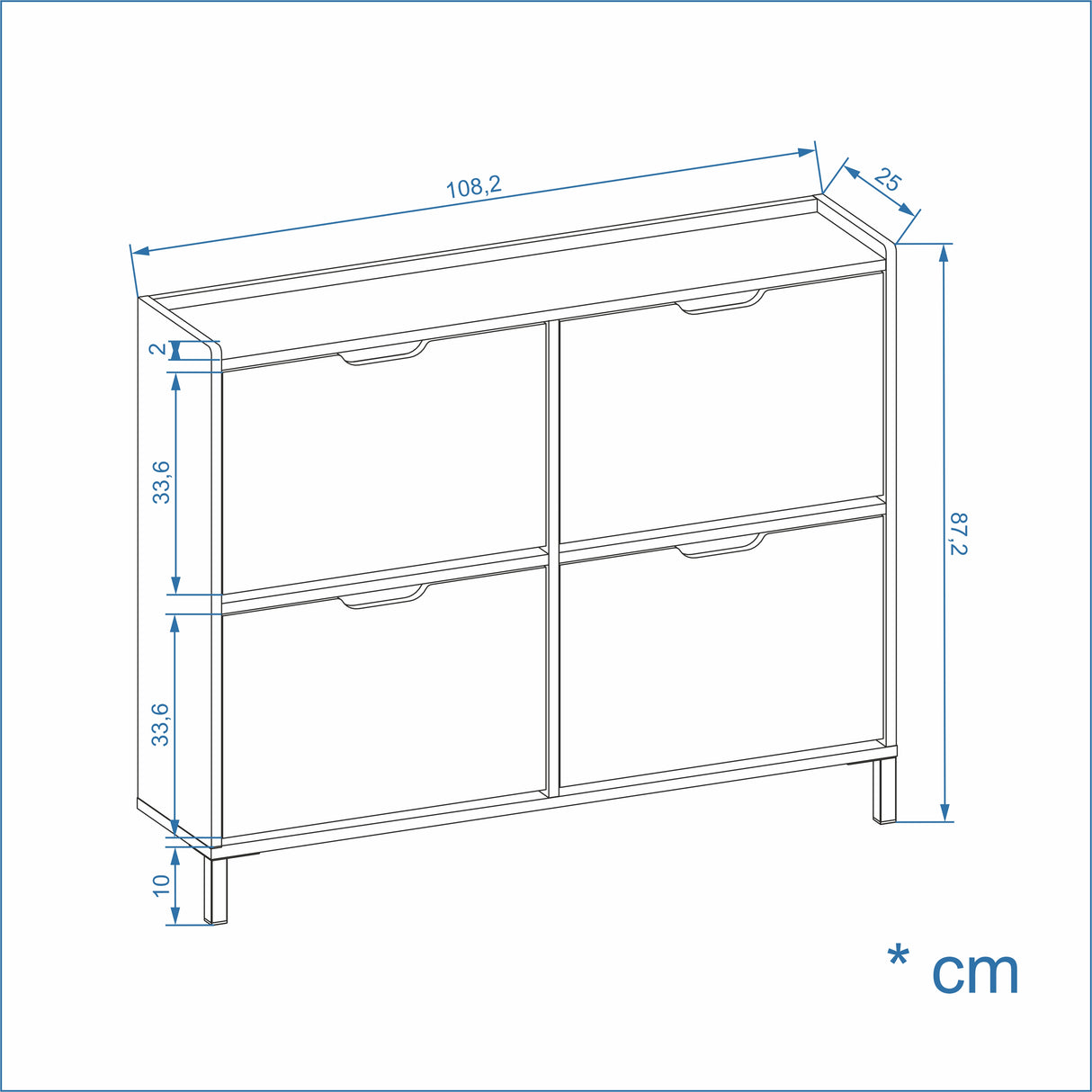 Schuhschrank Schmal mit 4 Klappen | Madrid 4