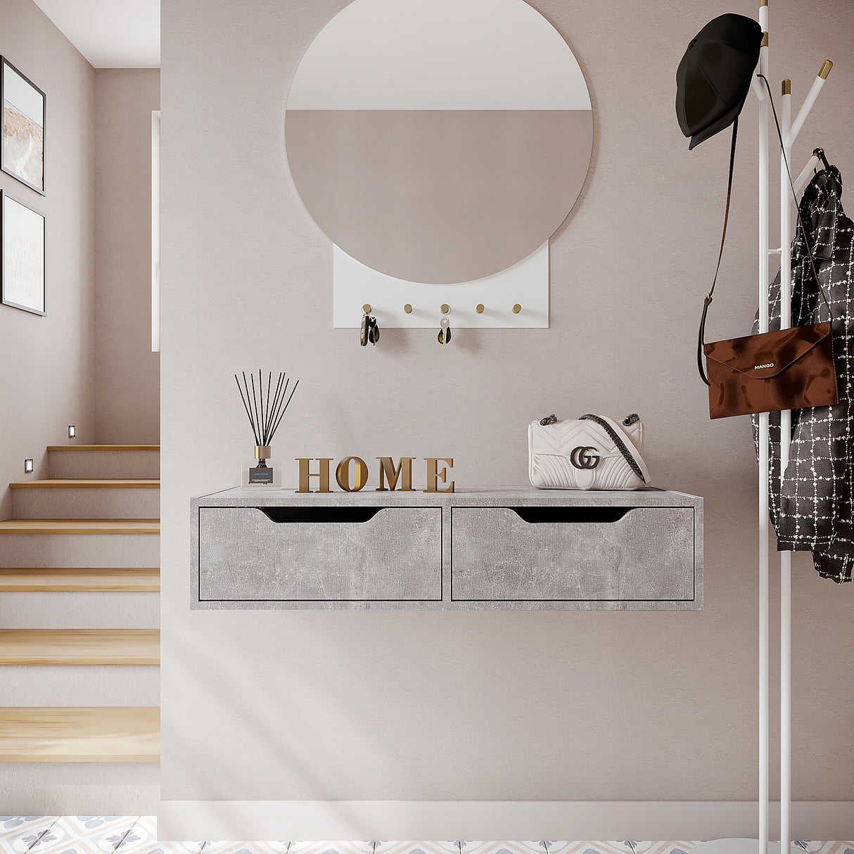 Wandregal mit 2 Schubladen | NOKA