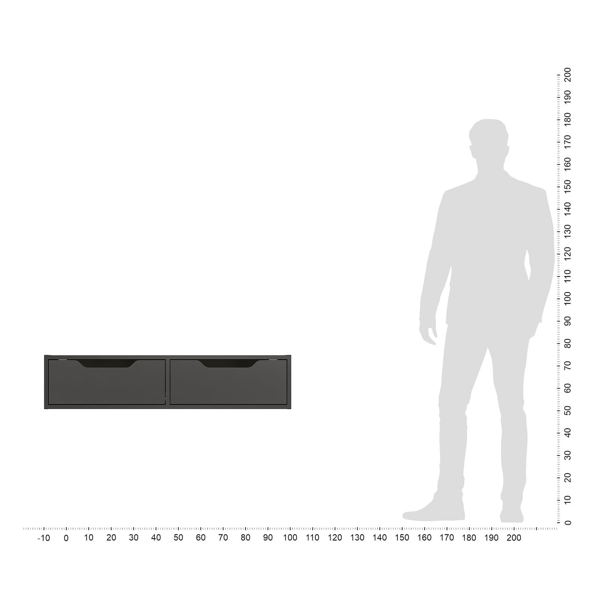 Wandregal mit 2 Schubladen | NOKA