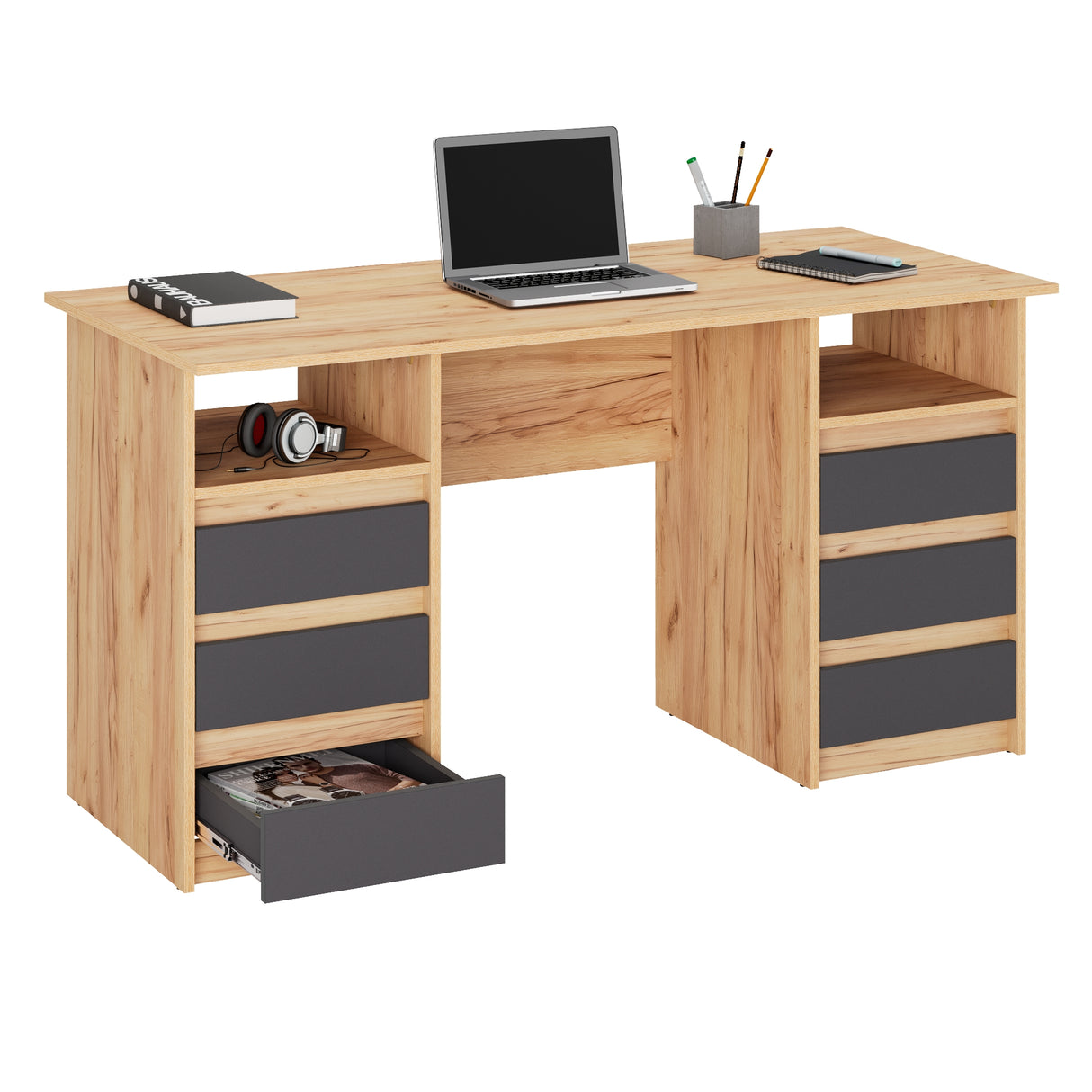 Schreibtisch mit 6 Schubladen | Oslo 140