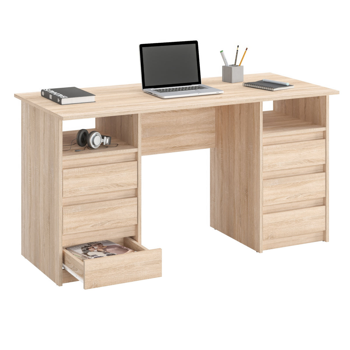 Schreibtisch mit 6 Schubladen | Oslo 140