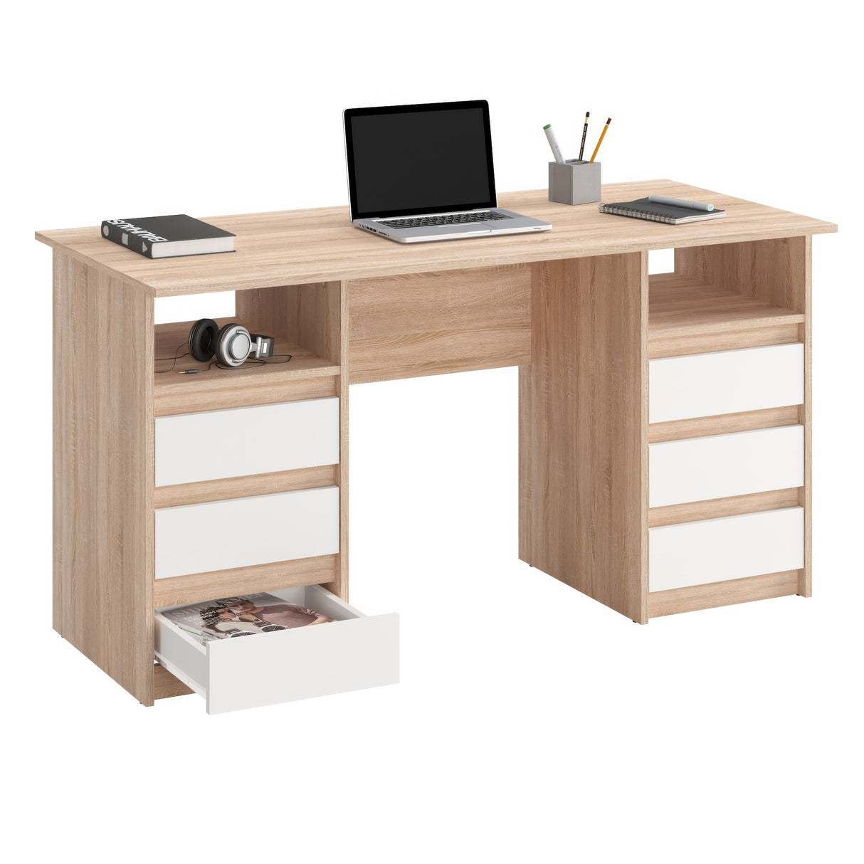 Schreibtisch mit 6 Schubladen | Oslo 140