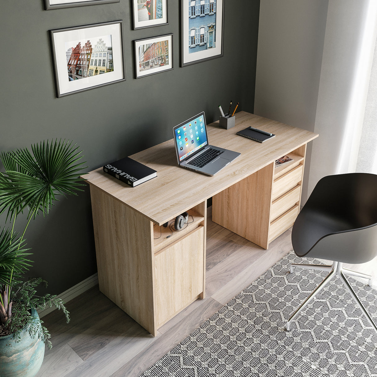 Schreibtisch mit 3 Schubladen | Oslo 145