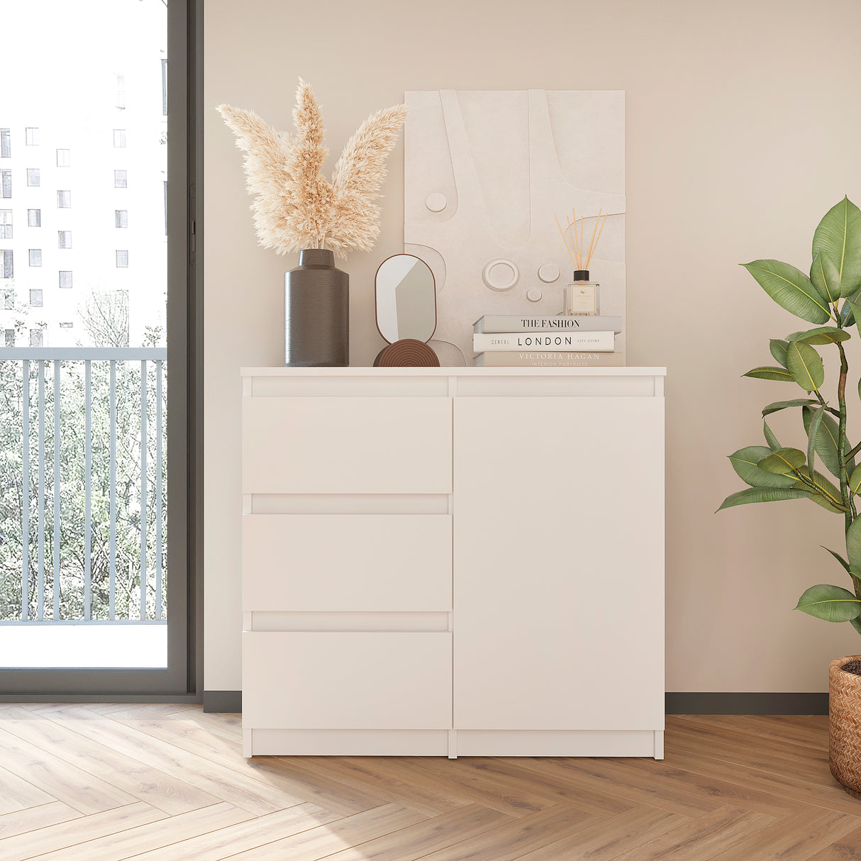 Kommode mit 3 Schubladen und 1 Tür | PIKO