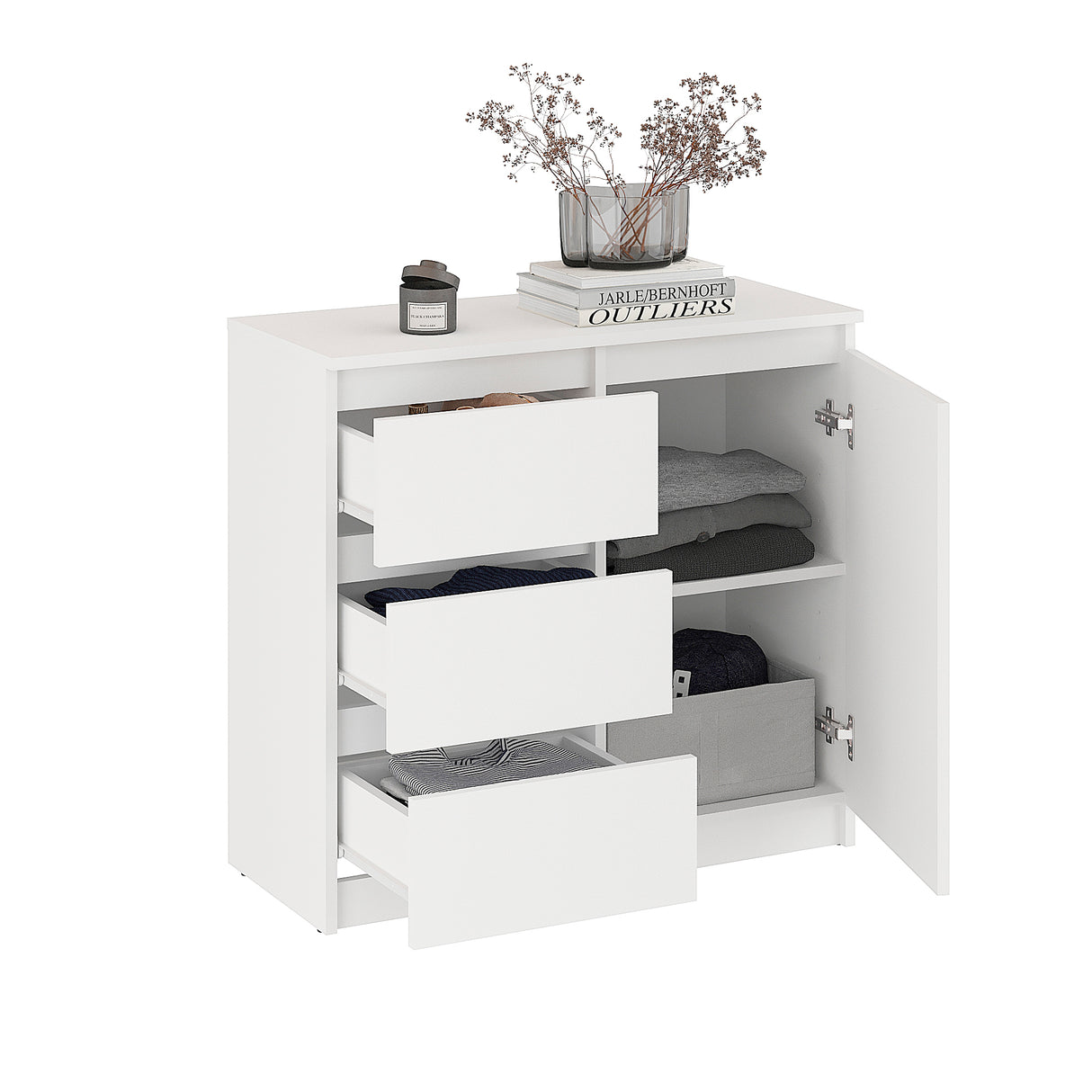 Kommode mit 3 Schubladen und 1 Tür | PIKO