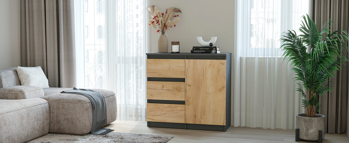 Kommode mit 3 Schubladen und 1 Tür | PIKO