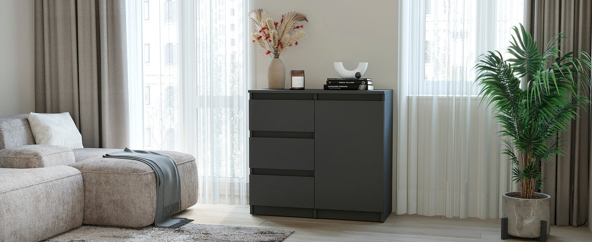 Kommode mit 3 Schubladen und 1 Tür | PIKO