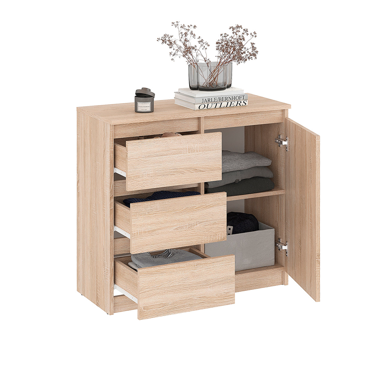 Kommode mit 3 Schubladen und 1 Tür | PIKO