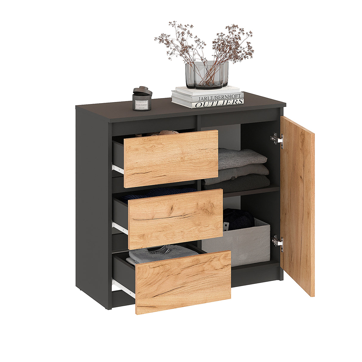 Kommode mit 3 Schubladen und 1 Tür | PIKO