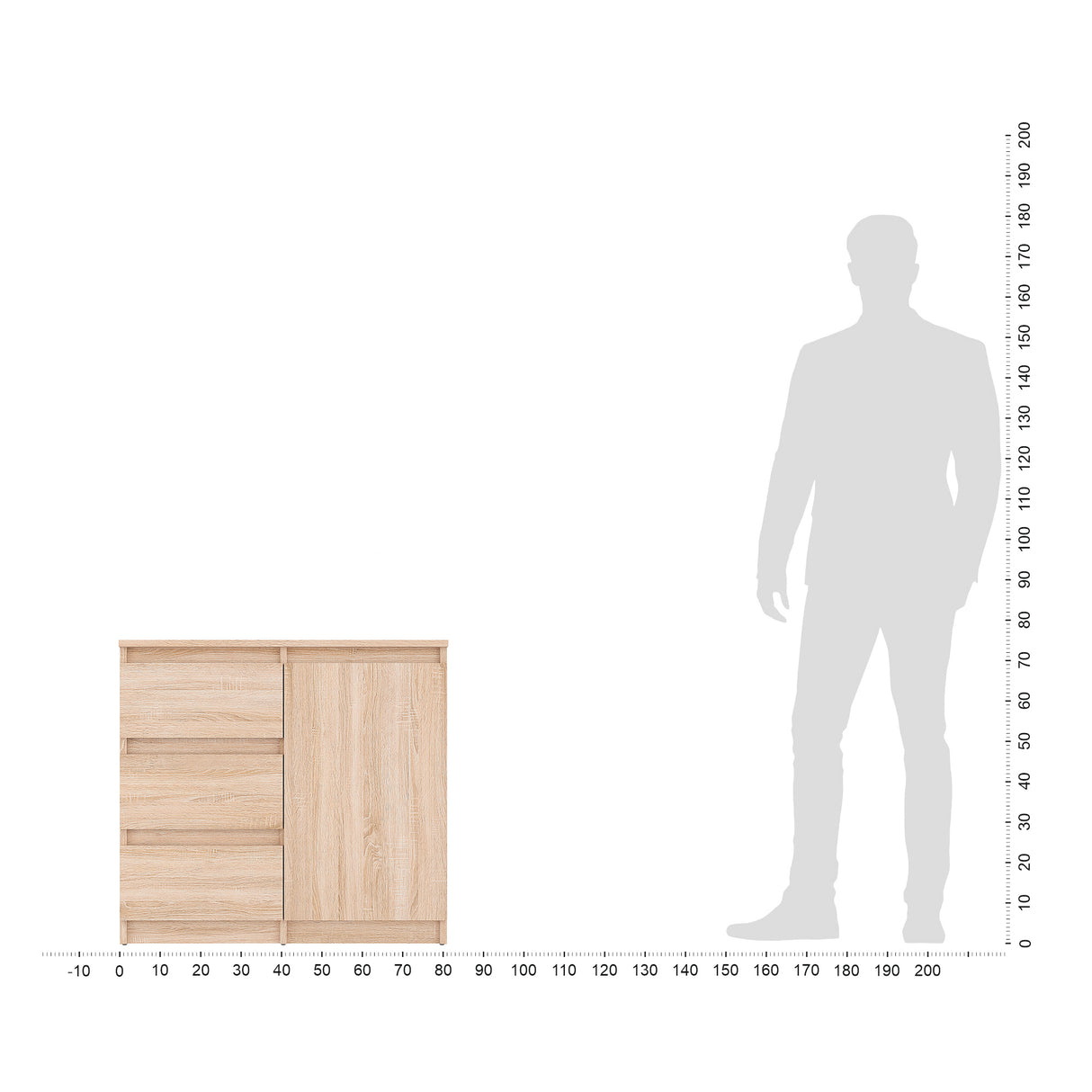 Kommode mit 3 Schubladen und 1 Tür | PIKO