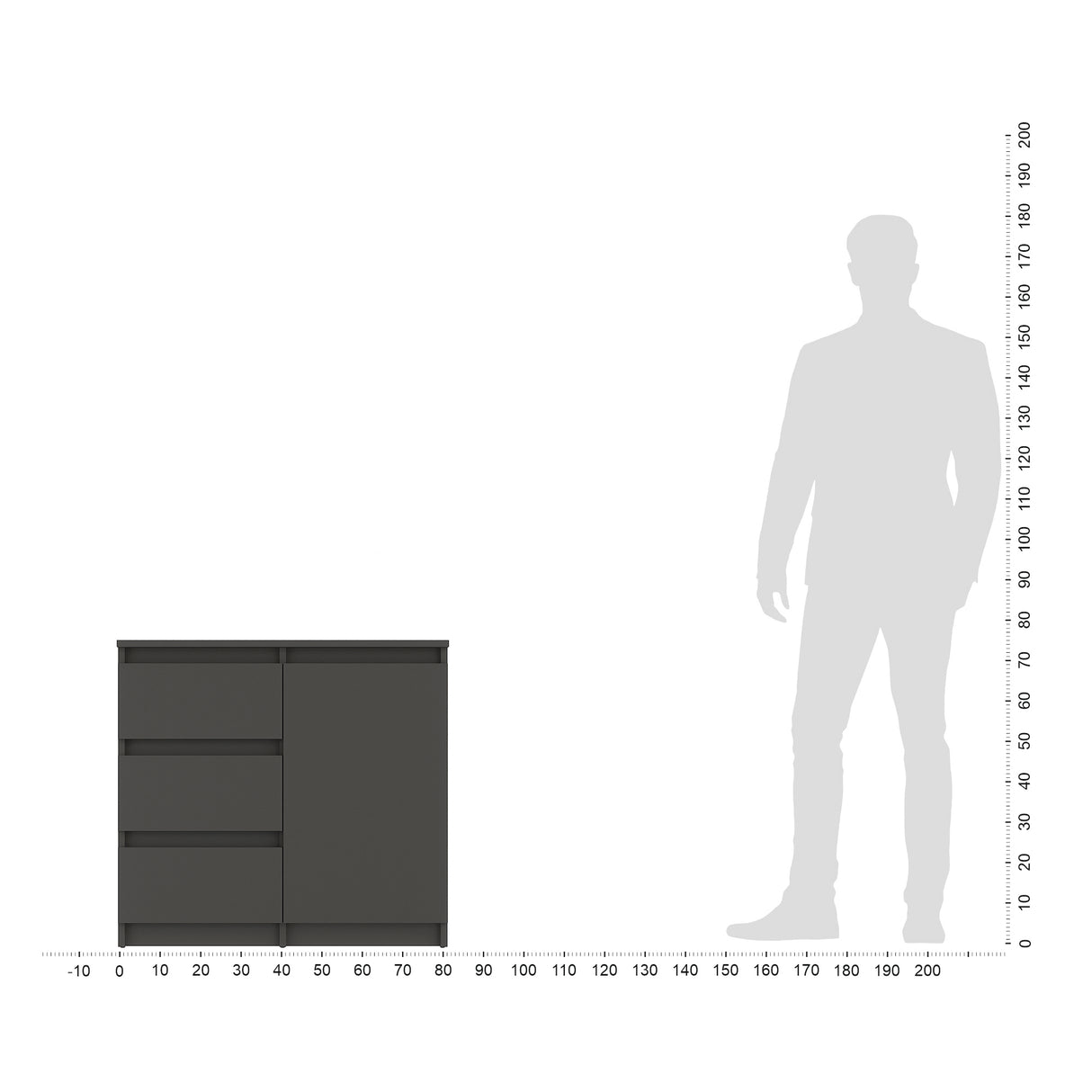 Kommode mit 3 Schubladen und 1 Tür | PIKO