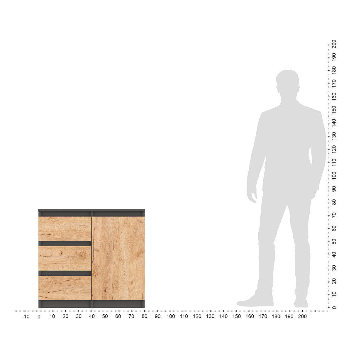 Kommode mit 3 Schubladen und 1 Tür | PIKO
