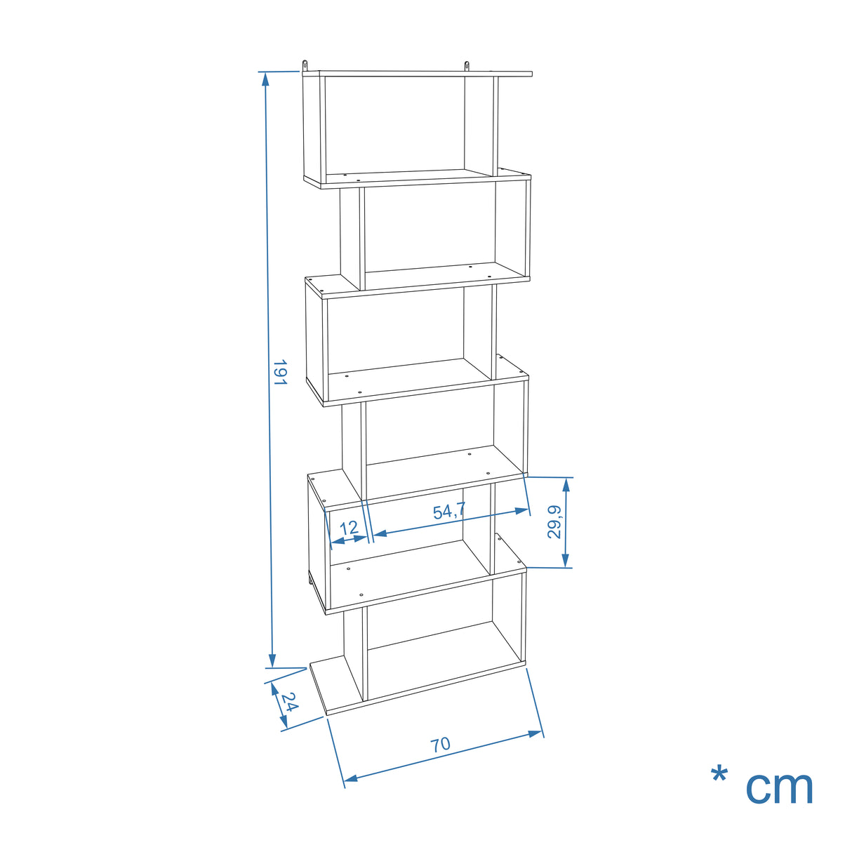 Bücherregal mit 6 Ebenen | Shelf 190S