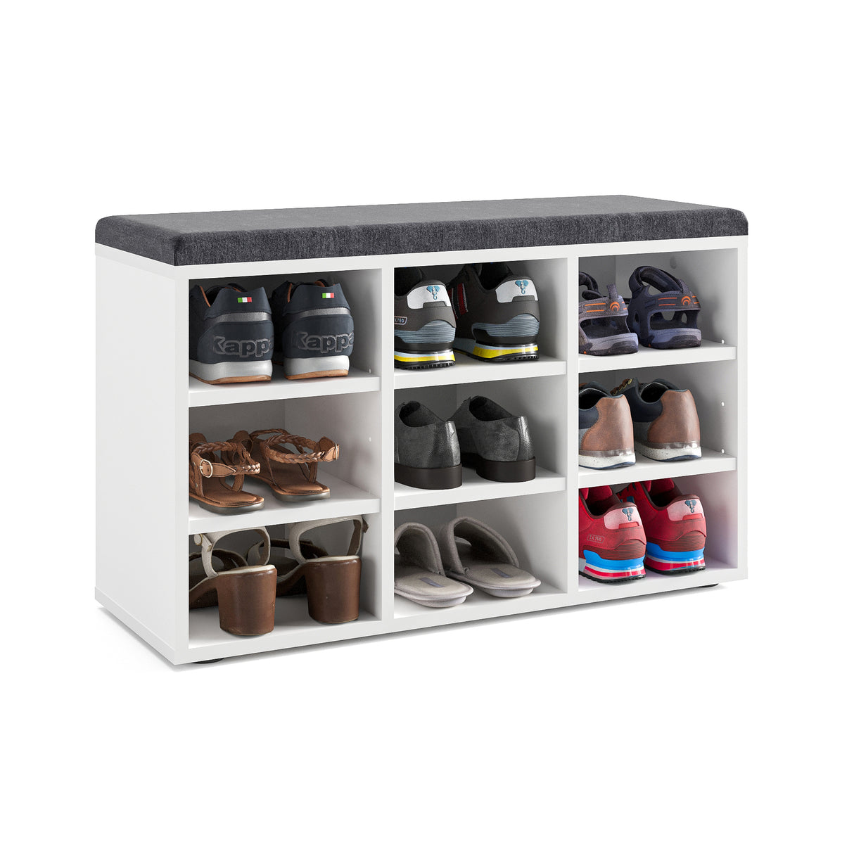 Schuhbank mit Sitzfläche mit 9 verstellbaren Fächern | Sofia 80