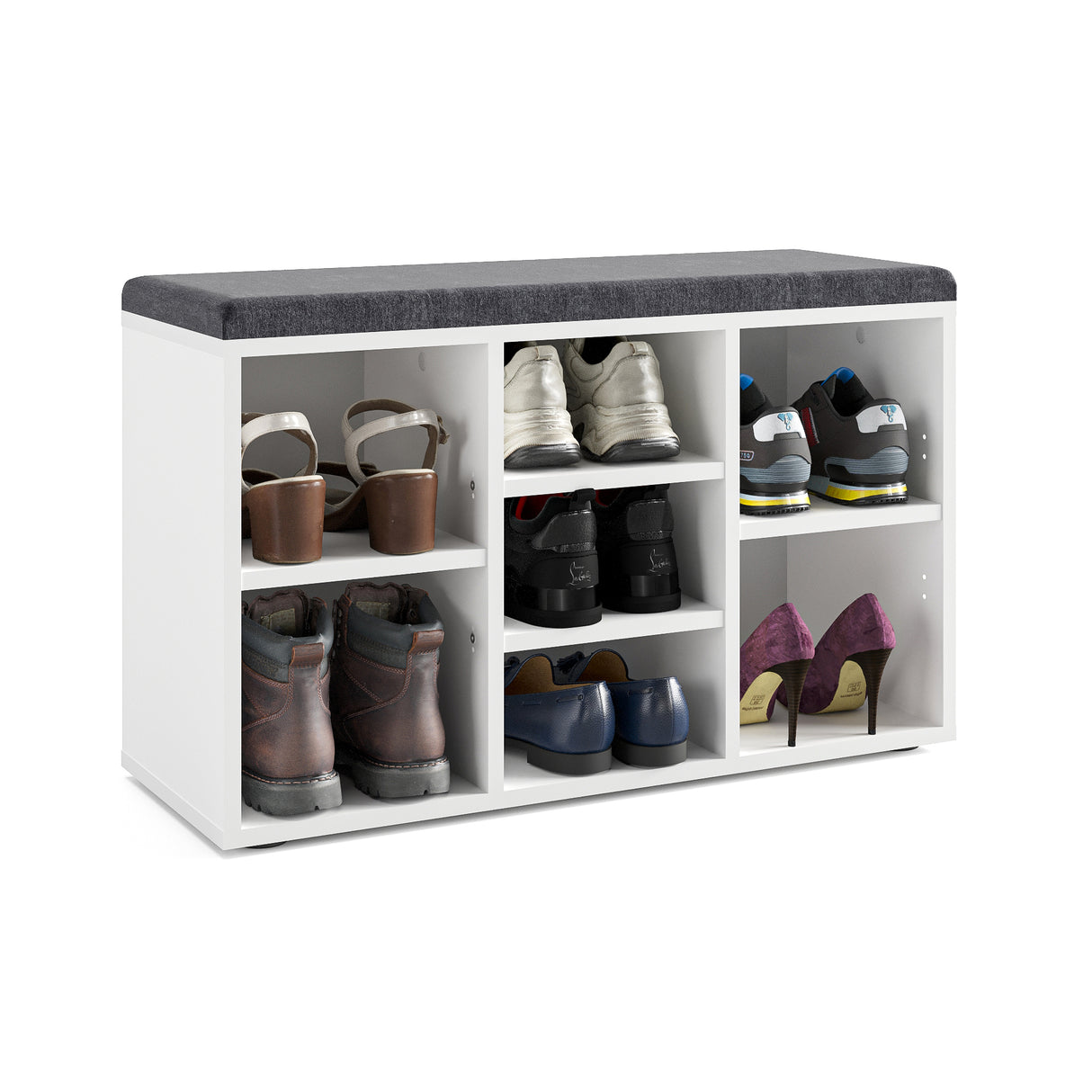 Schuhbank mit Sitzfläche mit 9 verstellbaren Fächern | Sofia 80