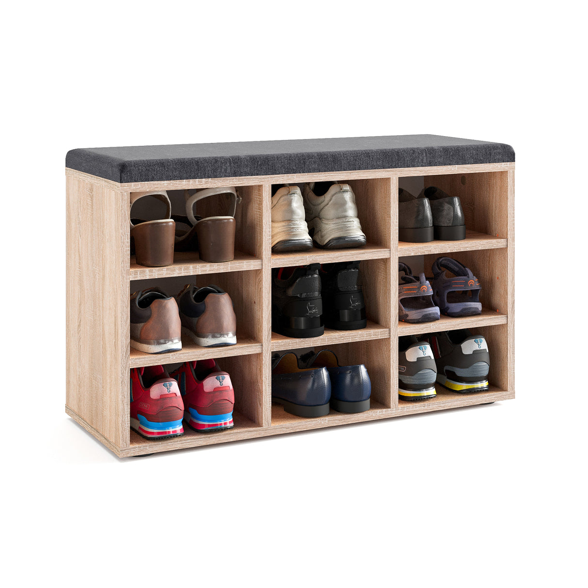 Schuhbank mit Sitzfläche mit 9 verstellbaren Fächern | Sofia 80