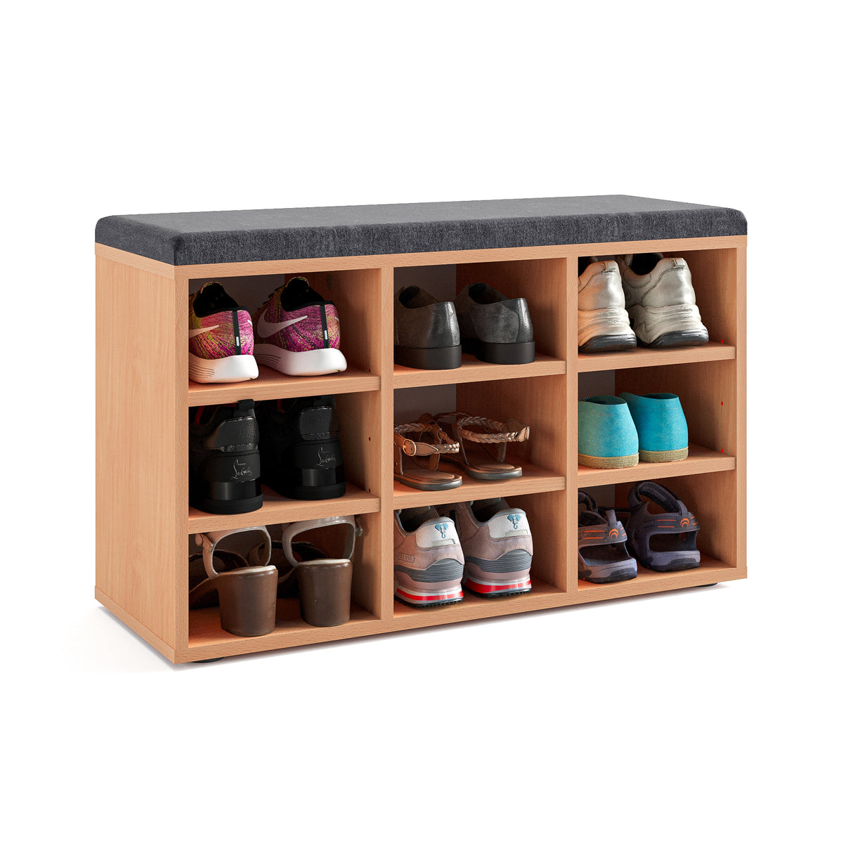 Schuhbank mit Sitzfläche mit 9 verstellbaren Fächern | Sofia 80